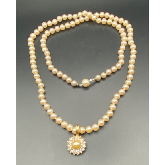 Vintage Roman Faux Pearl Necklace Enhancer 28” Luster Hand Knotted Luster - Picture 2 of 10